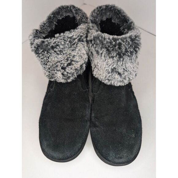 Khombu Jessica Women's Faux Fur Lined Suede Ankle Boots in Black Size 98 - Picture 2 of 8